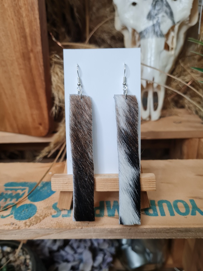 Long cowhide earrings